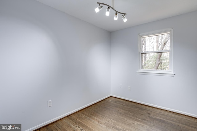 spare room with wood-type flooring