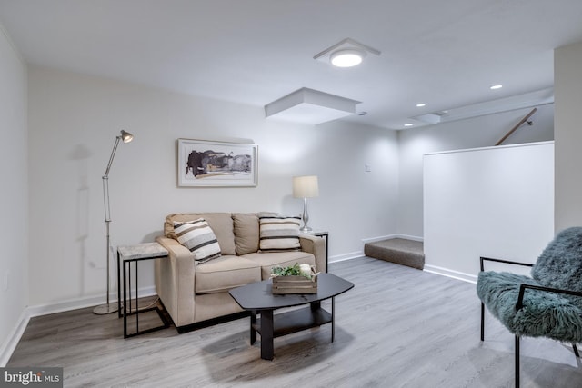 living room featuring light hardwood / wood-style flooring