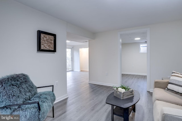 living room featuring hardwood / wood-style floors and a wealth of natural light