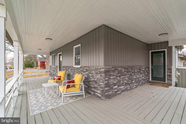 deck with covered porch