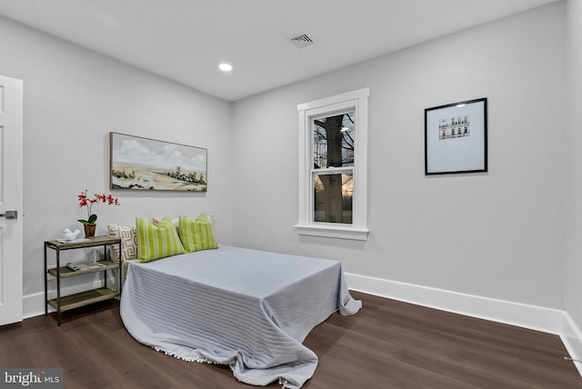 bedroom featuring dark wood-type flooring