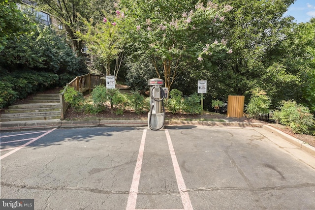 uncovered parking lot with stairway