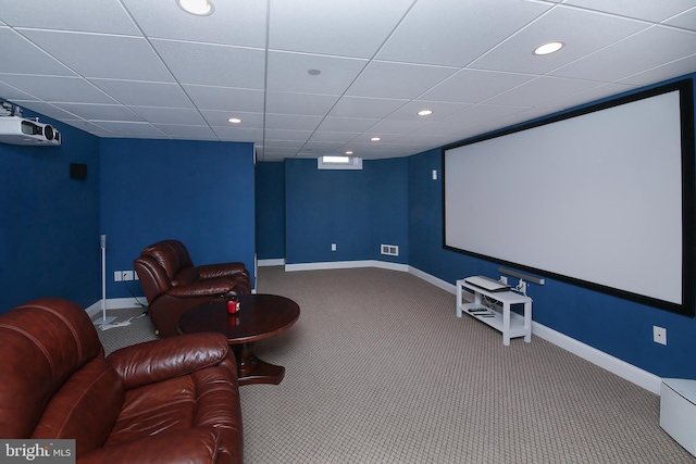 home theater with carpet