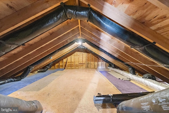 view of unfinished attic