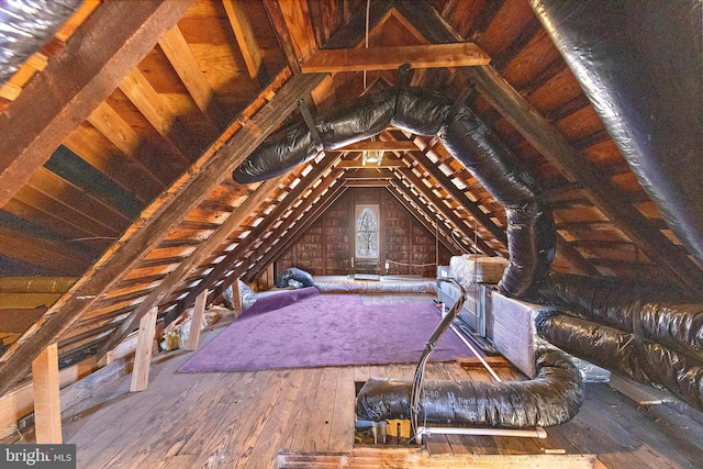 view of unfinished attic