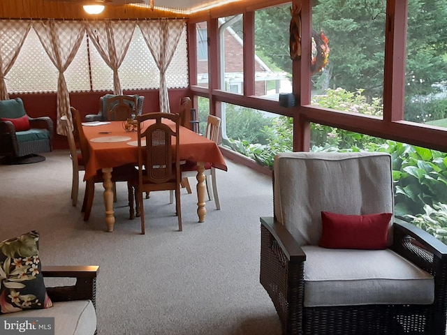 carpeted dining area featuring a wealth of natural light