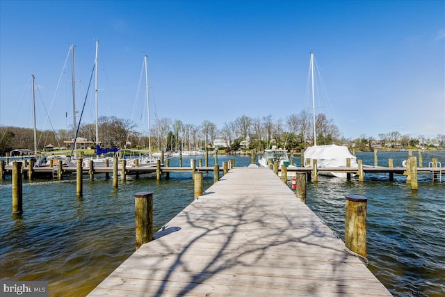 dock area featuring a water view