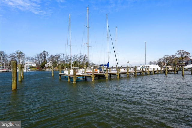 dock area featuring a water view