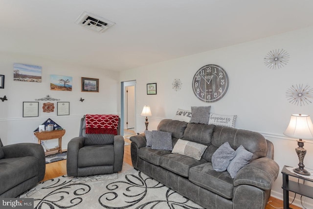 living room with light wood-type flooring