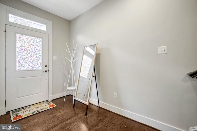 foyer with dark hardwood / wood-style flooring