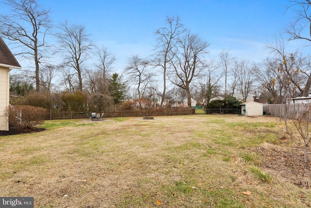 view of yard featuring a shed