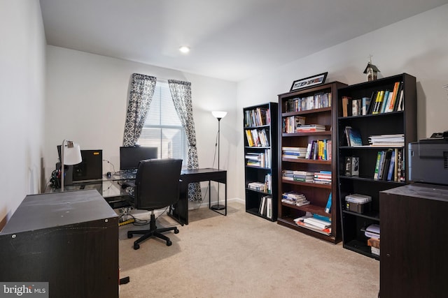 view of carpeted office space