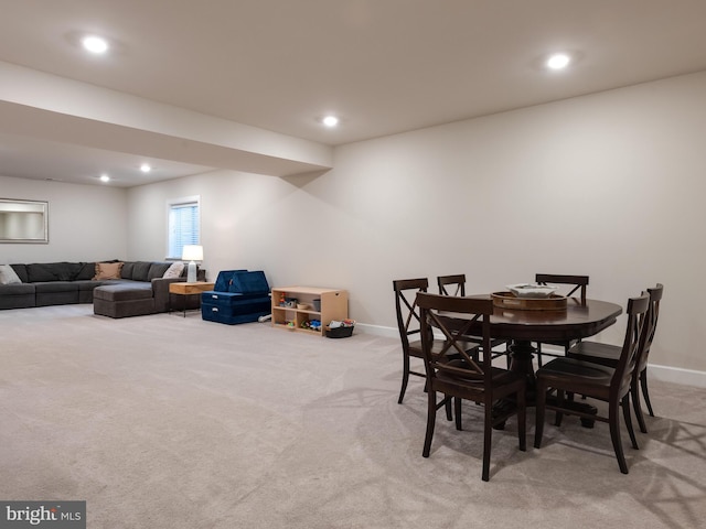 view of carpeted dining room