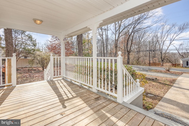 deck featuring a porch