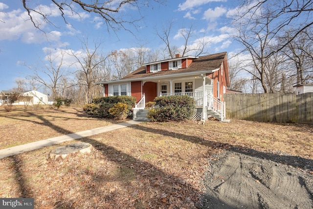 view of front of home with covered porch