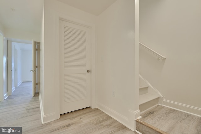 staircase featuring wood-type flooring