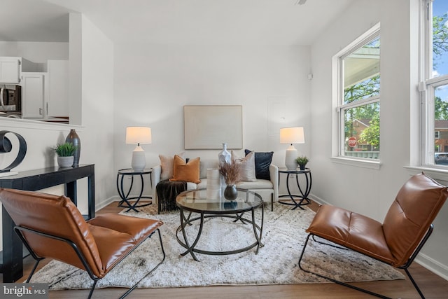 living area featuring light hardwood / wood-style floors