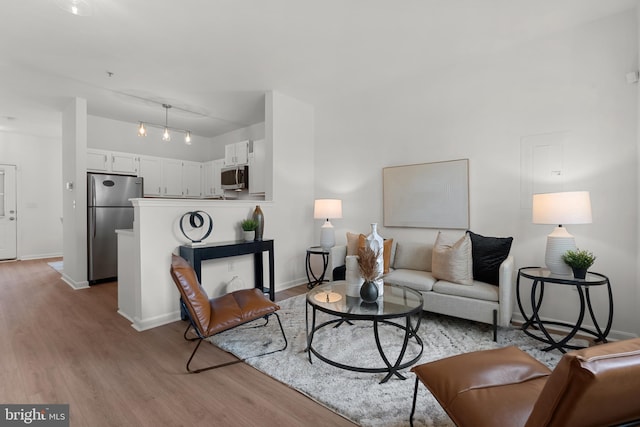 living room featuring light wood-type flooring