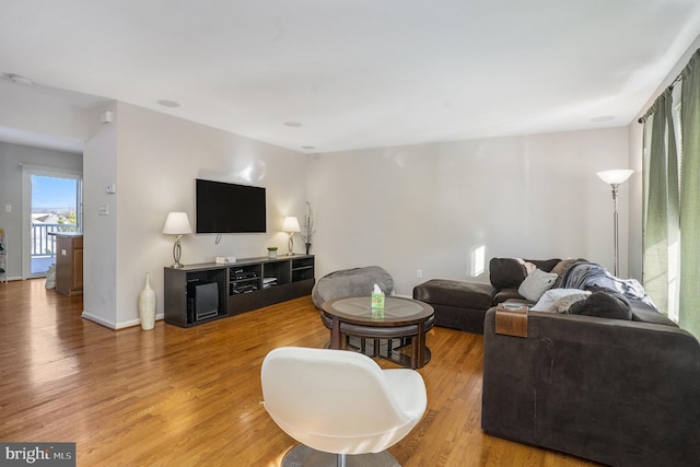 living room with light hardwood / wood-style floors