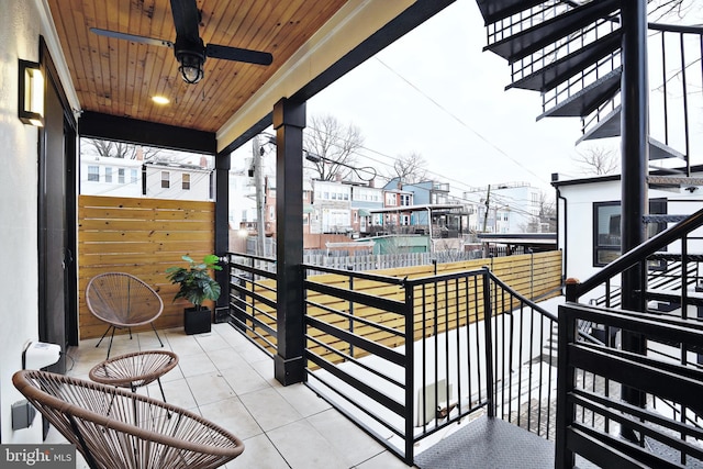 balcony with ceiling fan