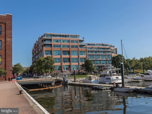 exterior space featuring a water view