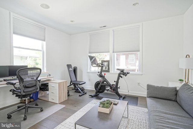 office space featuring light hardwood / wood-style floors