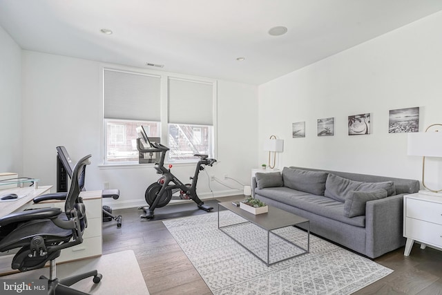 interior space with hardwood / wood-style flooring