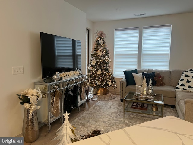 living room featuring hardwood / wood-style floors