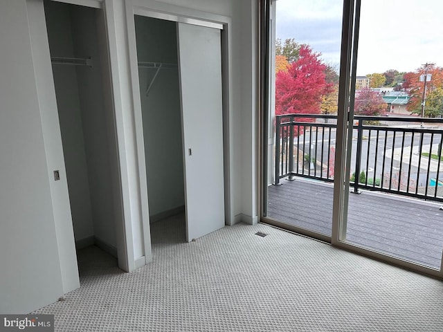 unfurnished bedroom with access to exterior and a closet