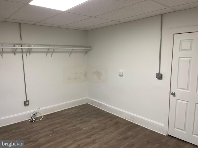 washroom with dark hardwood / wood-style flooring