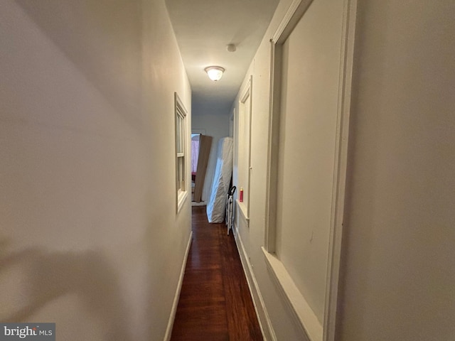 corridor featuring dark hardwood / wood-style floors