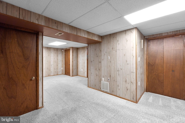 436 Heather Ridge Dr, Frederick, MD 21702 - finished below grade area with carpet, visible vents, and a drop ceiling