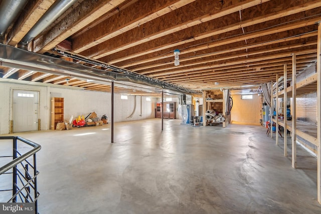 basement with gas water heater