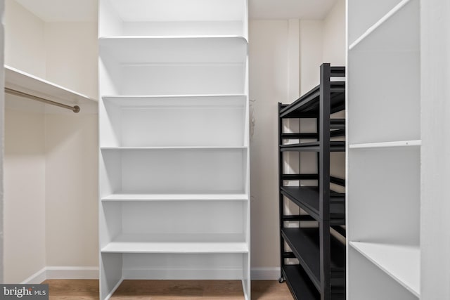 spacious closet featuring hardwood / wood-style floors