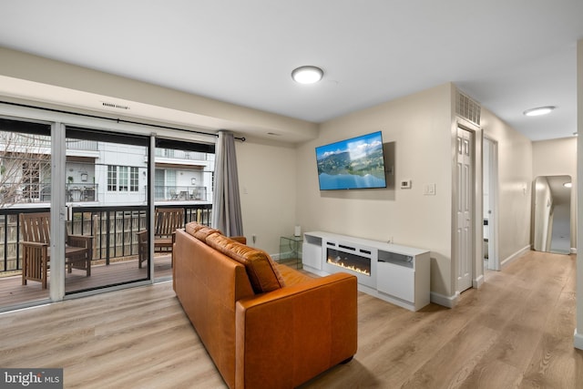 living room featuring light hardwood / wood-style floors