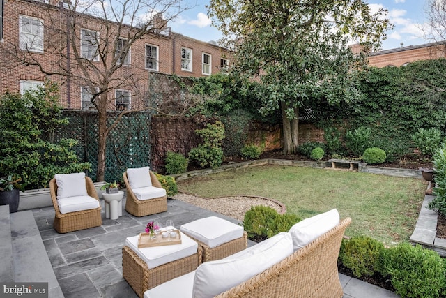 view of patio featuring an outdoor living space