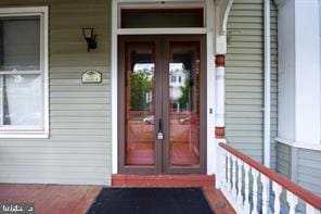 property entrance with french doors