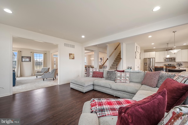 living room with hardwood / wood-style flooring