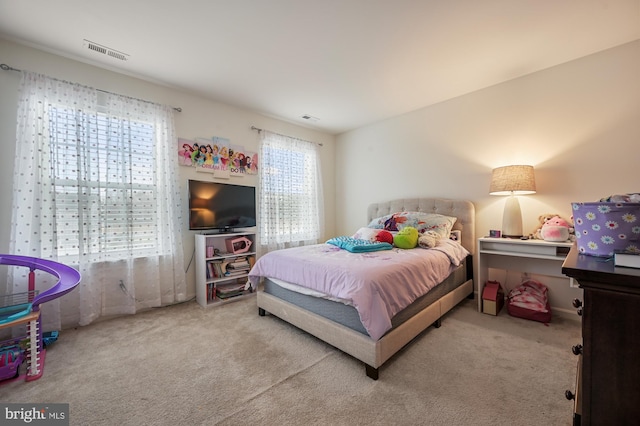 bedroom featuring carpet and multiple windows