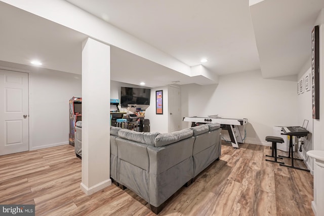 living room featuring light hardwood / wood-style flooring