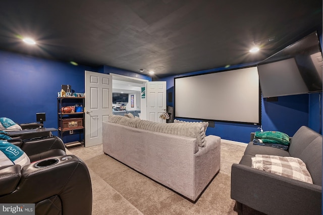 view of carpeted home theater room