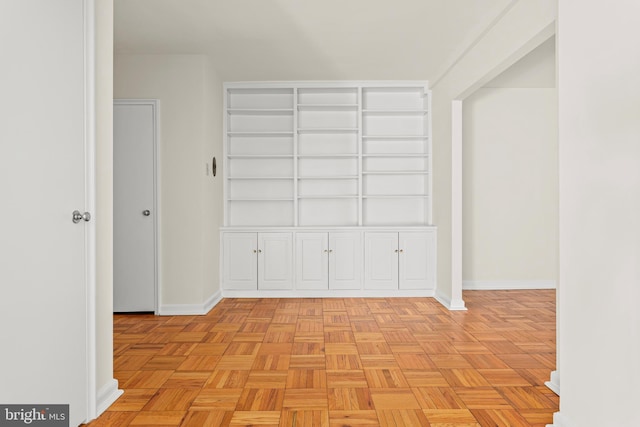 interior space featuring light parquet floors