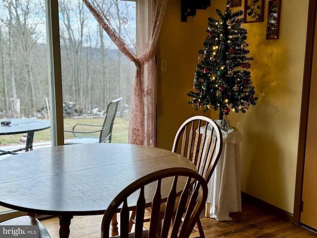 dining room featuring a wealth of natural light and hardwood / wood-style floors