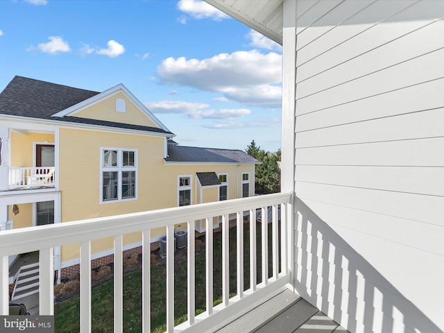 balcony with central AC unit