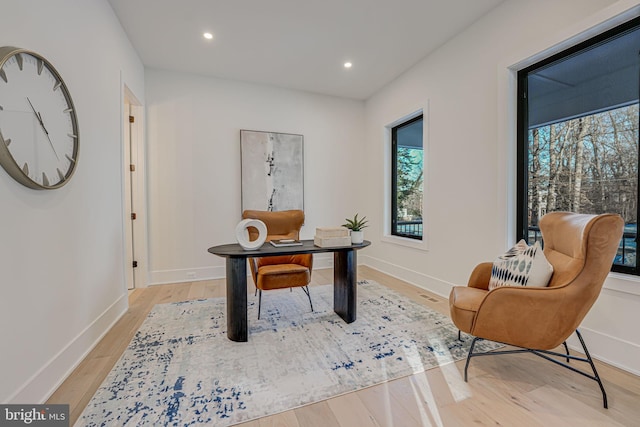 office area featuring light hardwood / wood-style floors