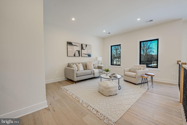 living room featuring light hardwood / wood-style floors