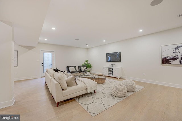 living room featuring light hardwood / wood-style flooring