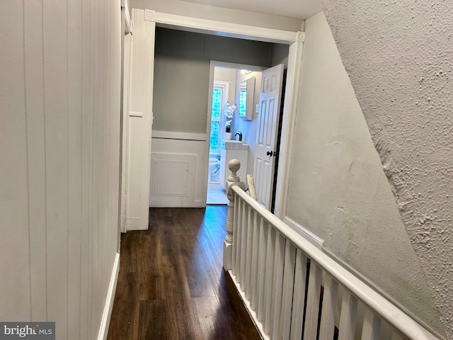 hallway featuring dark hardwood / wood-style flooring