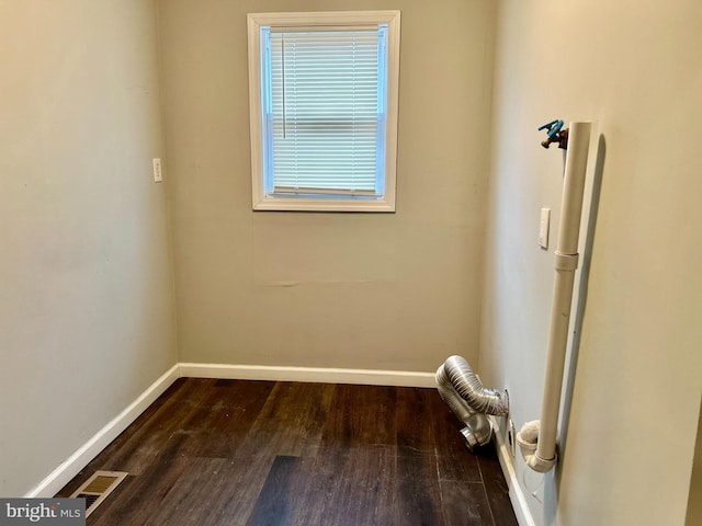 interior space with dark wood-type flooring