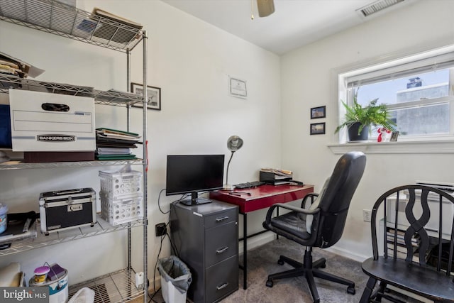 office featuring ceiling fan